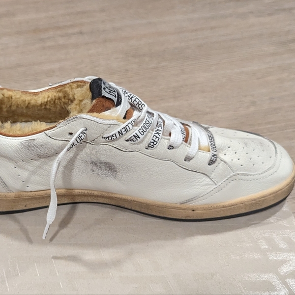 Mens Golden Goose Ball Star Low-Top Sneakers White/Blue - Picture 3 of 8